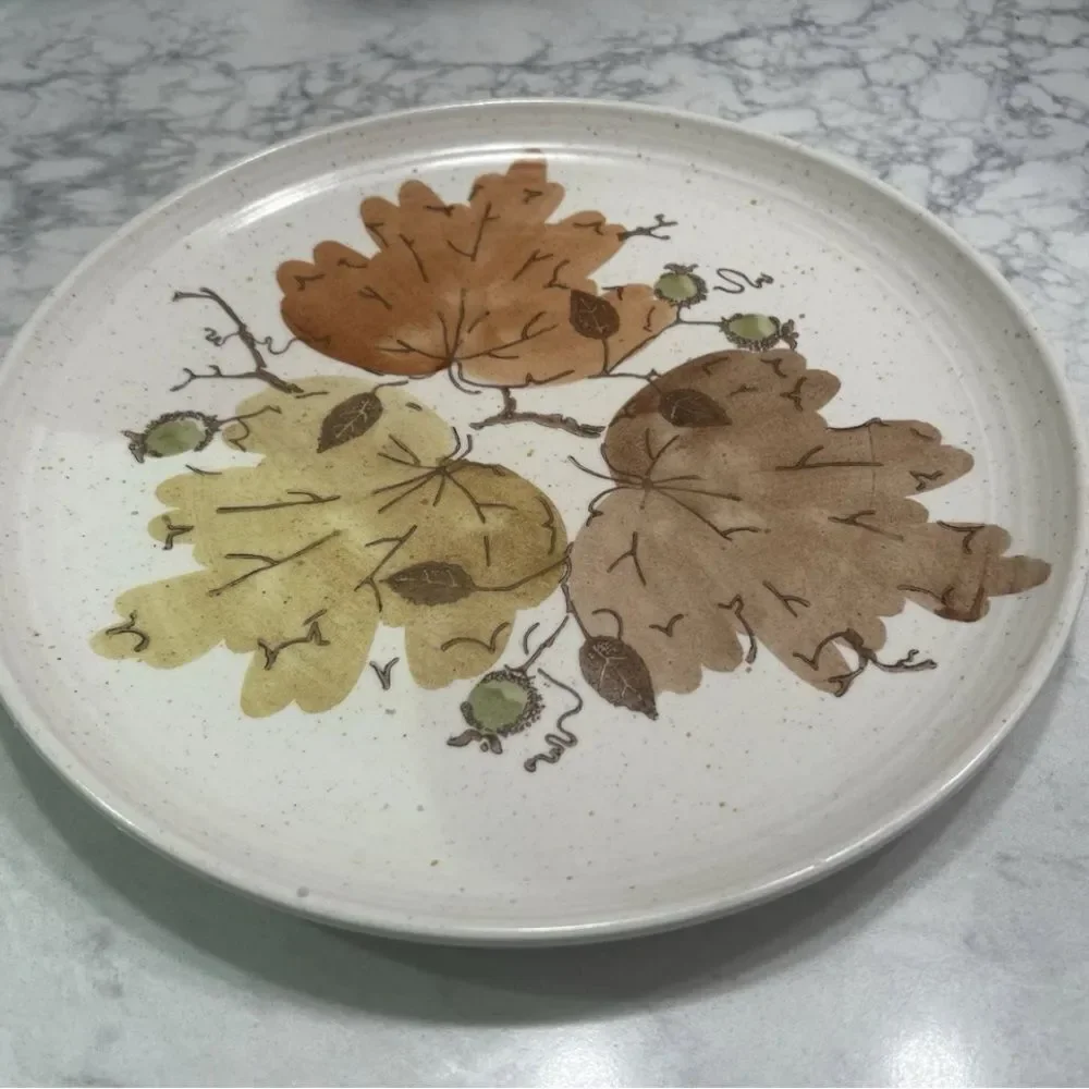 Poppytrail Woodland Gold Brown Orange Autumn Leaf Dinnerware Hand Decorated Set